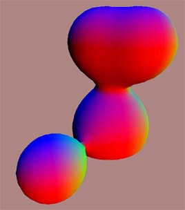 OncelesGL Screenshot - four colorful metaballs